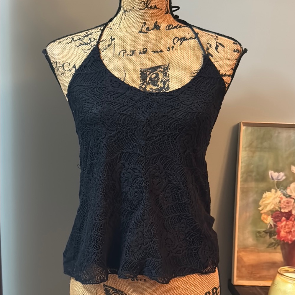 Mudd Black Lace Halter Top. Size XS. NWT.